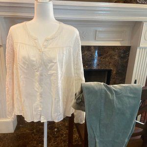 Crown and Ivy cream blouse with Crochet lace